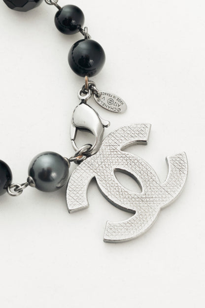 Chanel A12 Black Beaded CC-Charm Bracelet