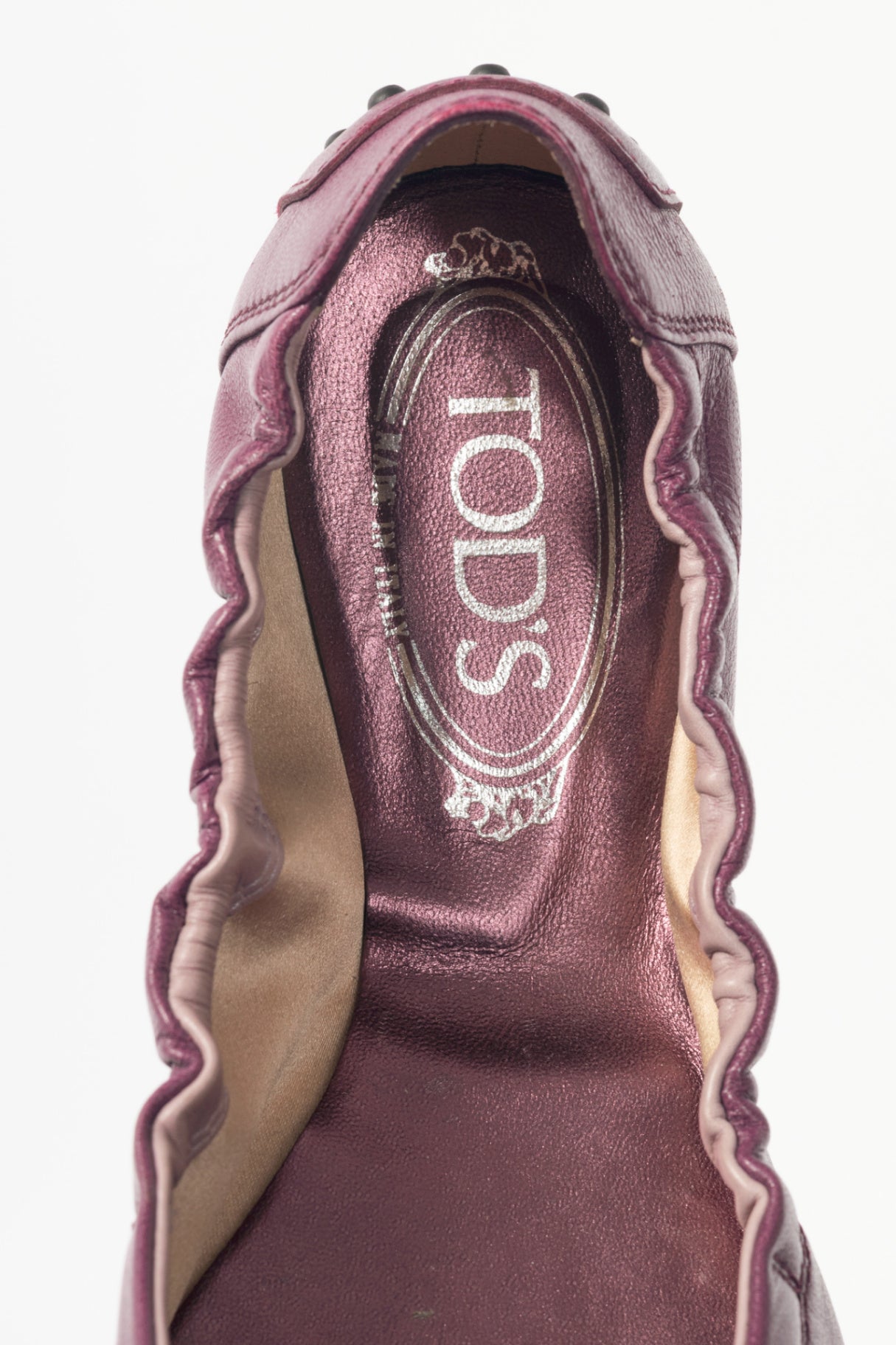Tod's Purple Leather Bow Gommino Ballet Flats