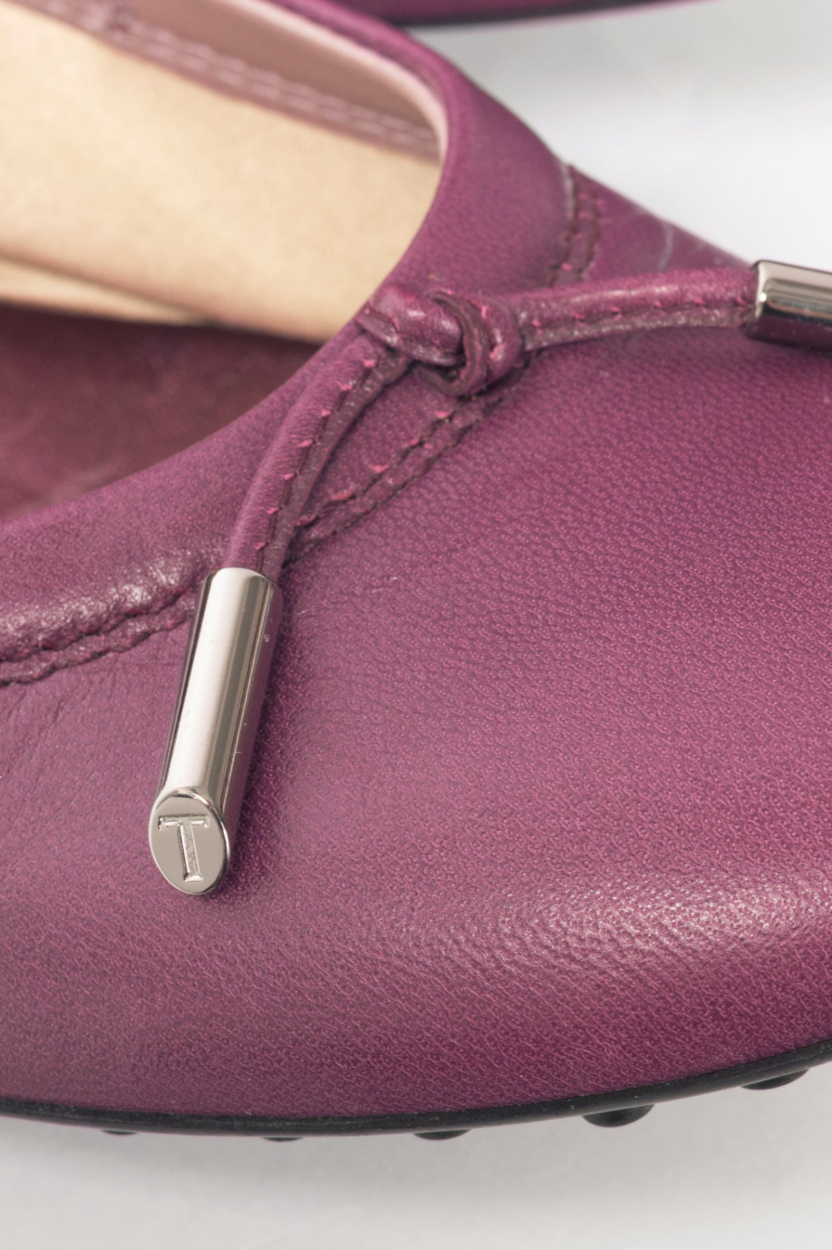 Tod's Purple Leather Bow Gommino Ballet Flats