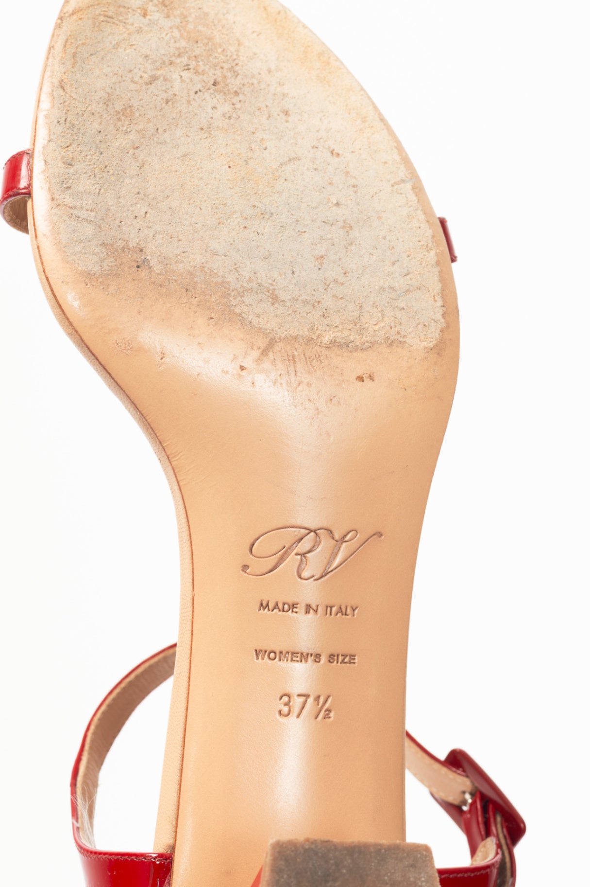 Roger Vivier Chip Red Patent Leather T-Strap Sandals