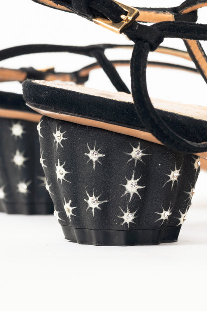  Charlotte Olympia Spike Black Crystal-Embellished Suede Sandals