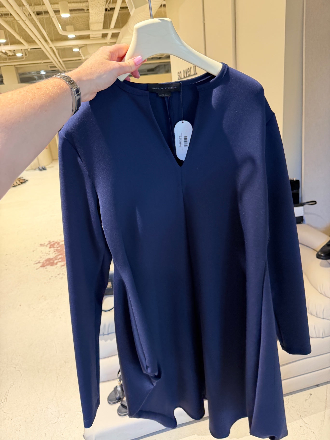 Marie Saint Pierre Navy Tight Hem Dress