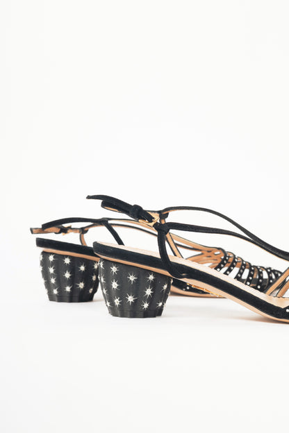  Charlotte Olympia Spike Black Crystal-Embellished Suede Sandals