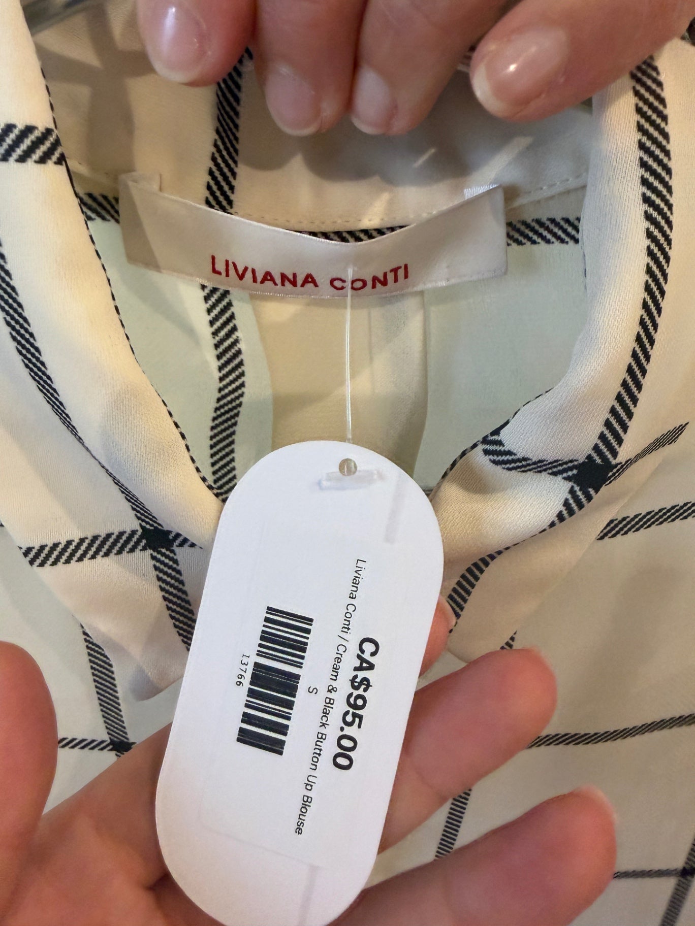Liviana Conti Cream & Black Button Up Blouse