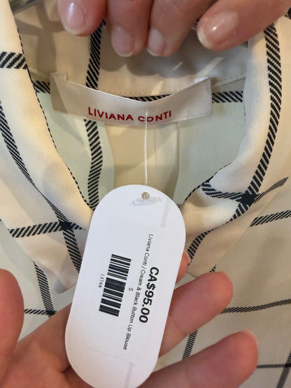 Liviana Conti Cream & Black Button Up Blouse