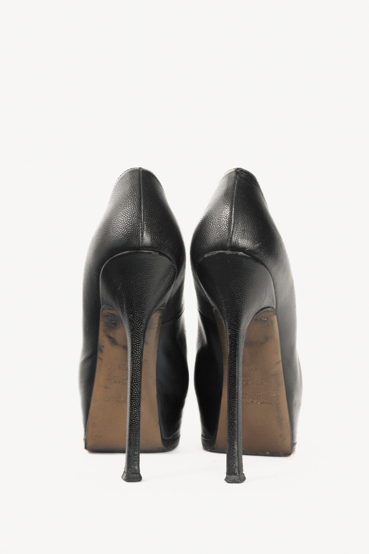 Yves Saint Laurent Tribute Black Leather Platform Pumps