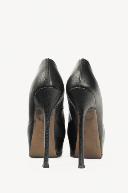 Yves Saint Laurent Tribute Black Leather Platform Pumps