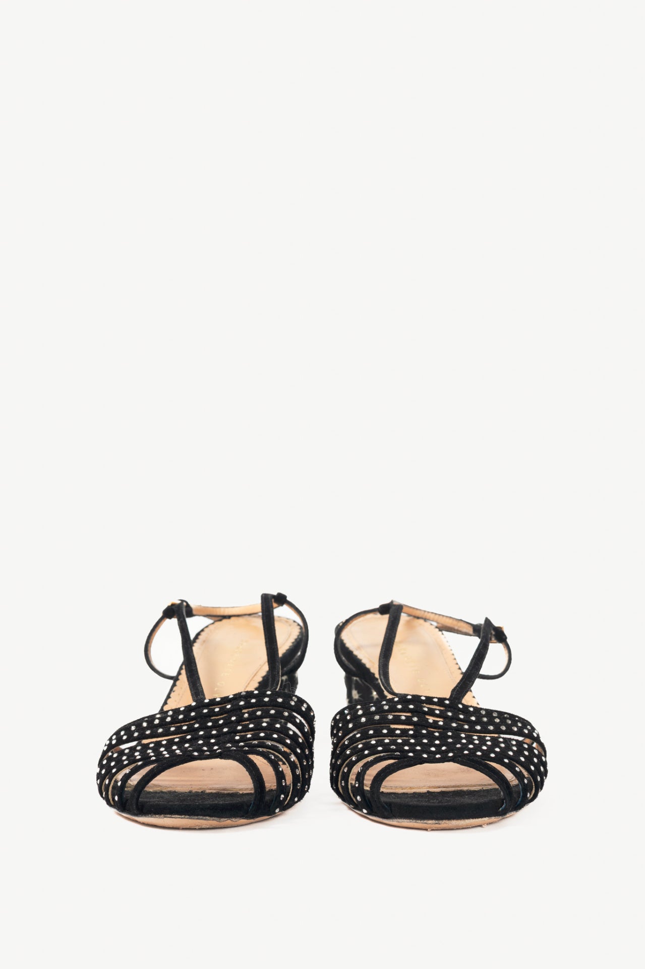  Charlotte Olympia Spike Black Crystal-Embellished Suede Sandals
