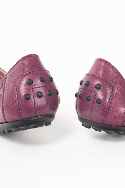 Tod's Purple Leather Bow Gommino Ballet Flats