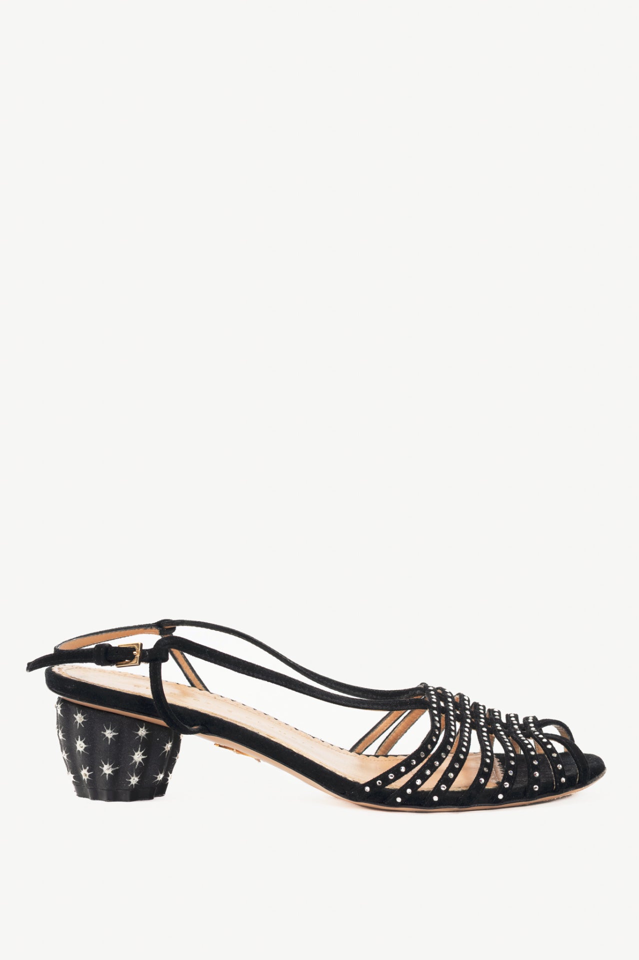  Charlotte Olympia Spike Black Crystal-Embellished Suede Sandals