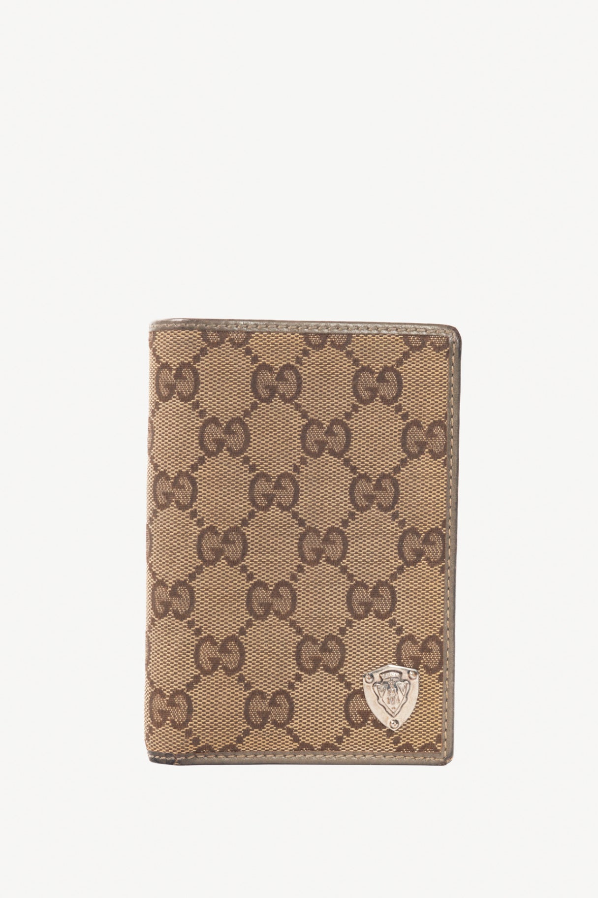 Gucci Beige GG-Canvas Crest Wallet