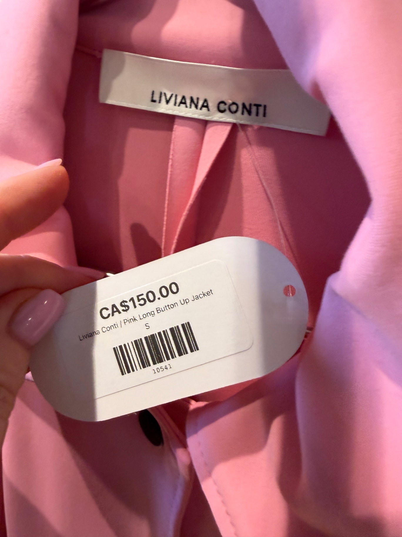 Liviana Conti Pink Long Button Up Jacket