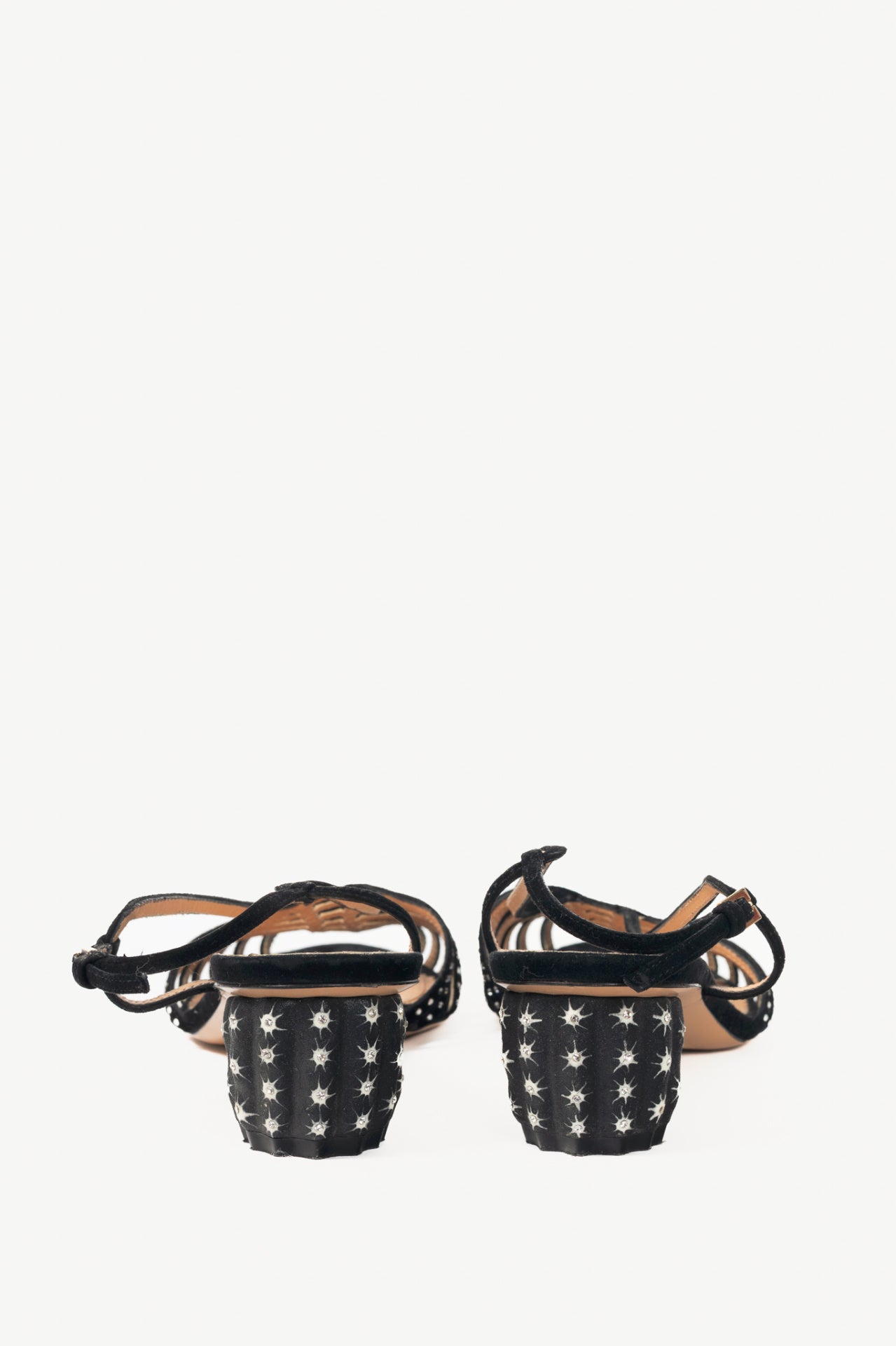  Charlotte Olympia Spike Black Crystal-Embellished Suede Sandals