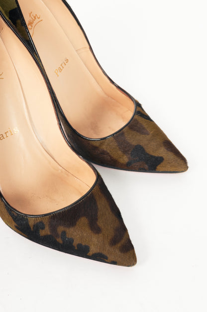 Christian Louboutin Pigalle Green Pony Camouflage Pointed-Toe Pumps