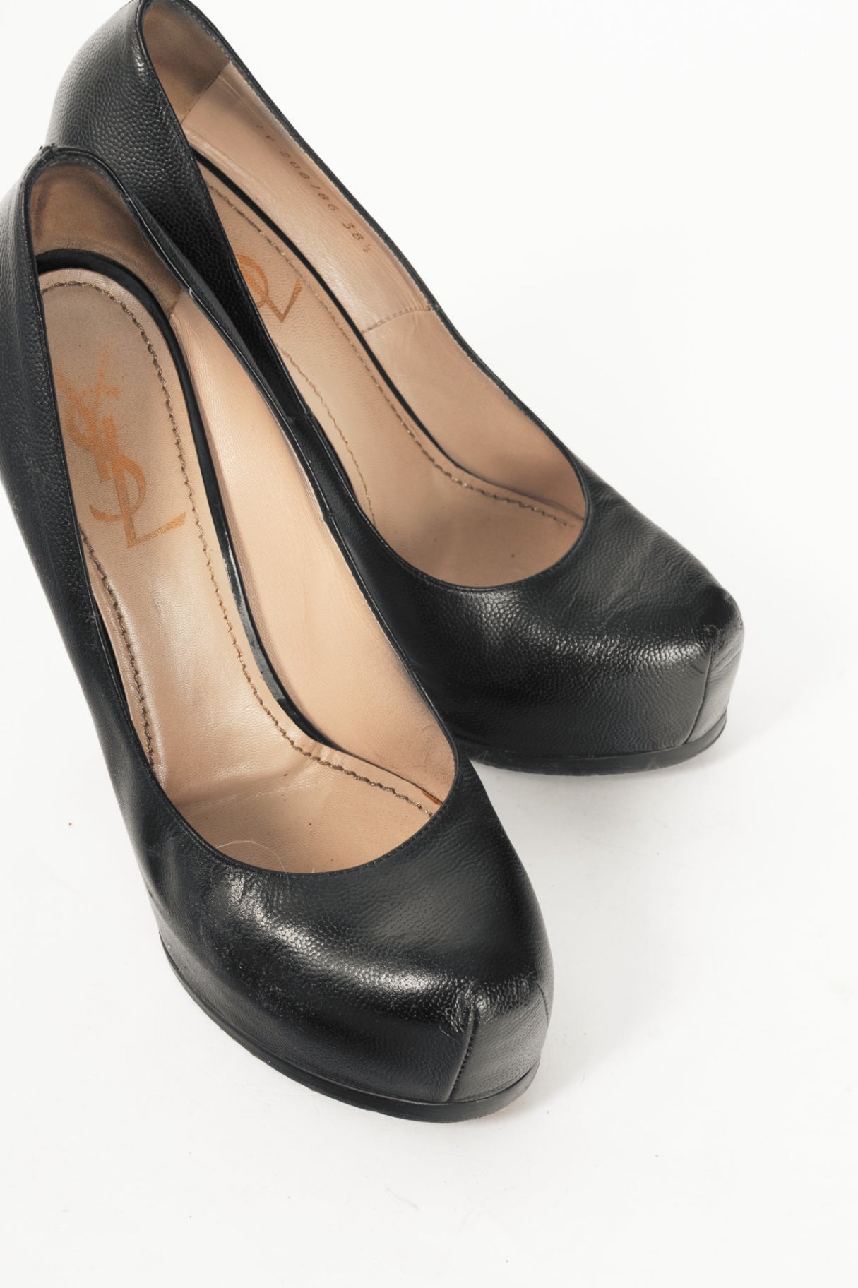Yves Saint Laurent Tribute Black Leather Platform Pumps