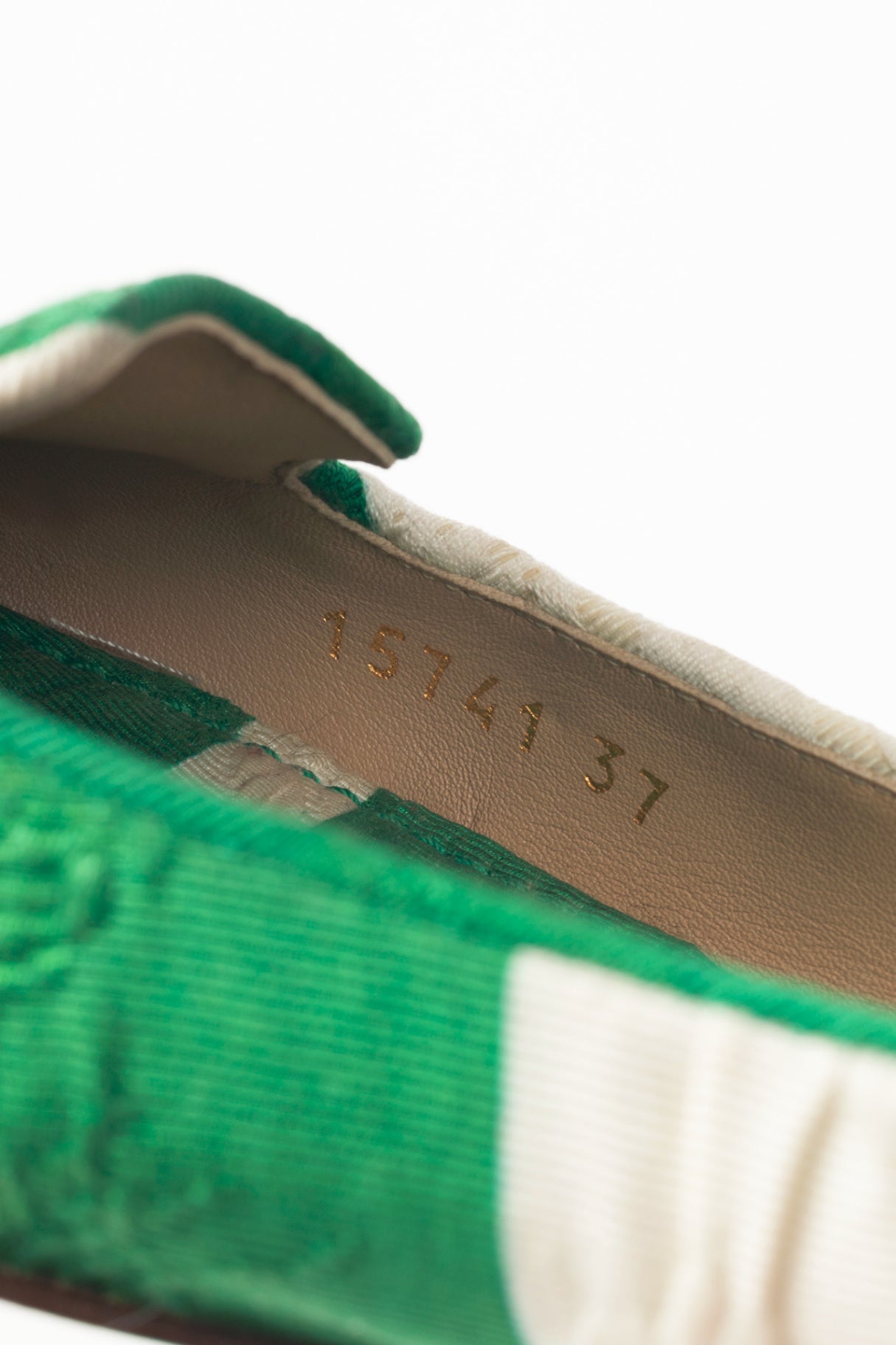 Dolce & Gabbana Green & White Striped Jacquard Flats
