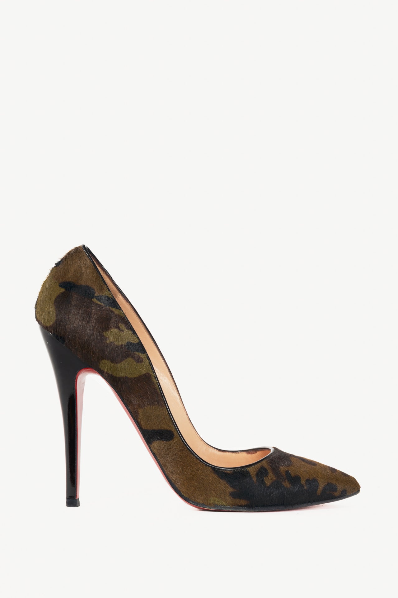 Christian Louboutin Pigalle Green Pony Camouflage Pointed-Toe Pumps