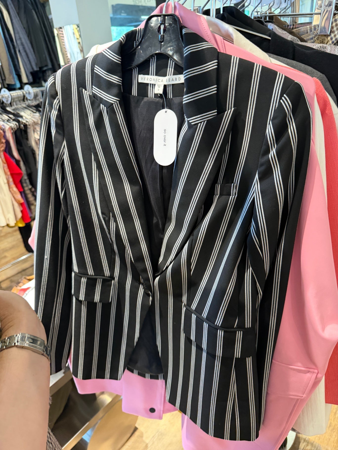 Veronica Beard Black & White Striped Blazer