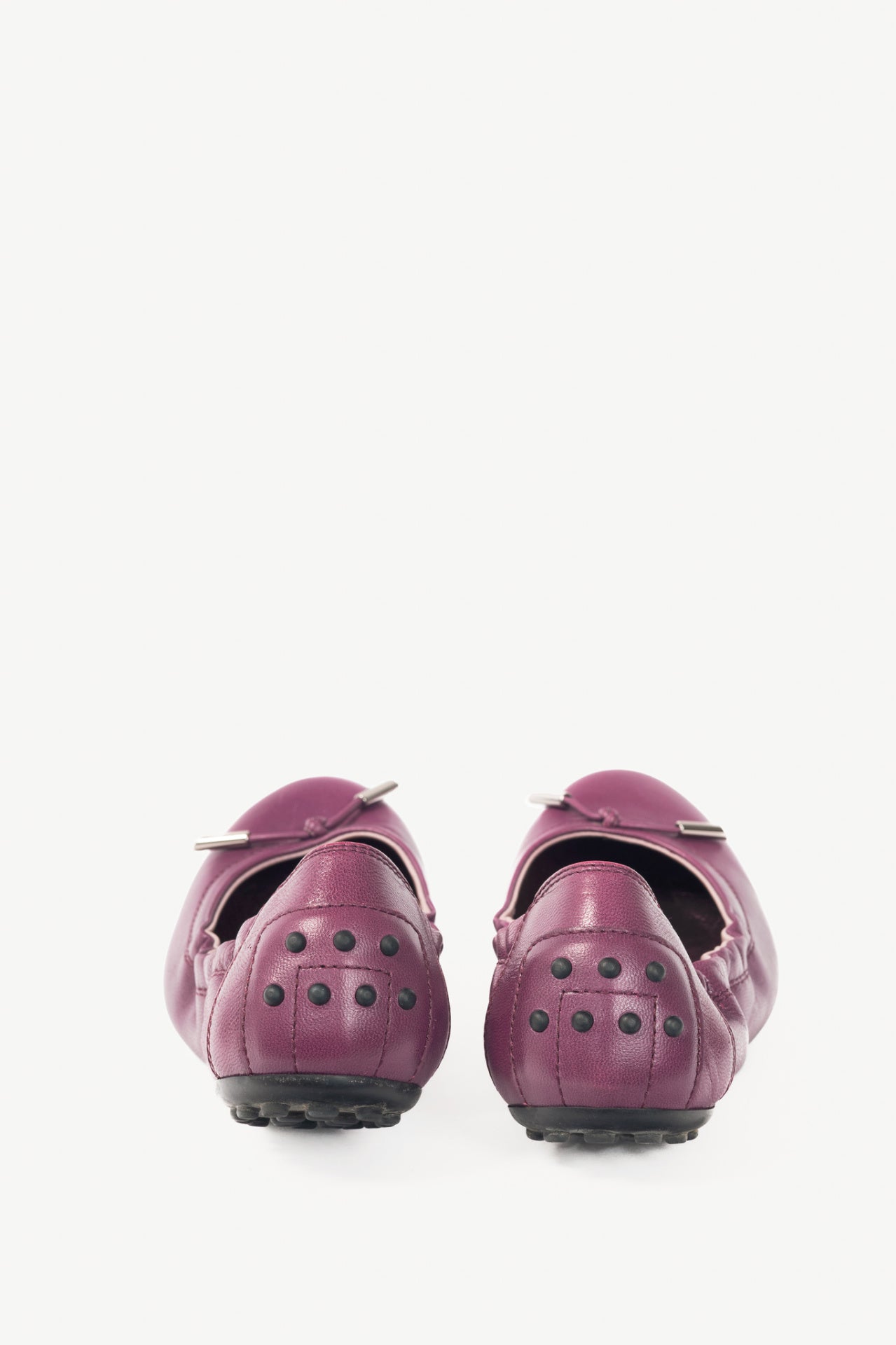 Tod's Purple Leather Bow Gommino Ballet Flats