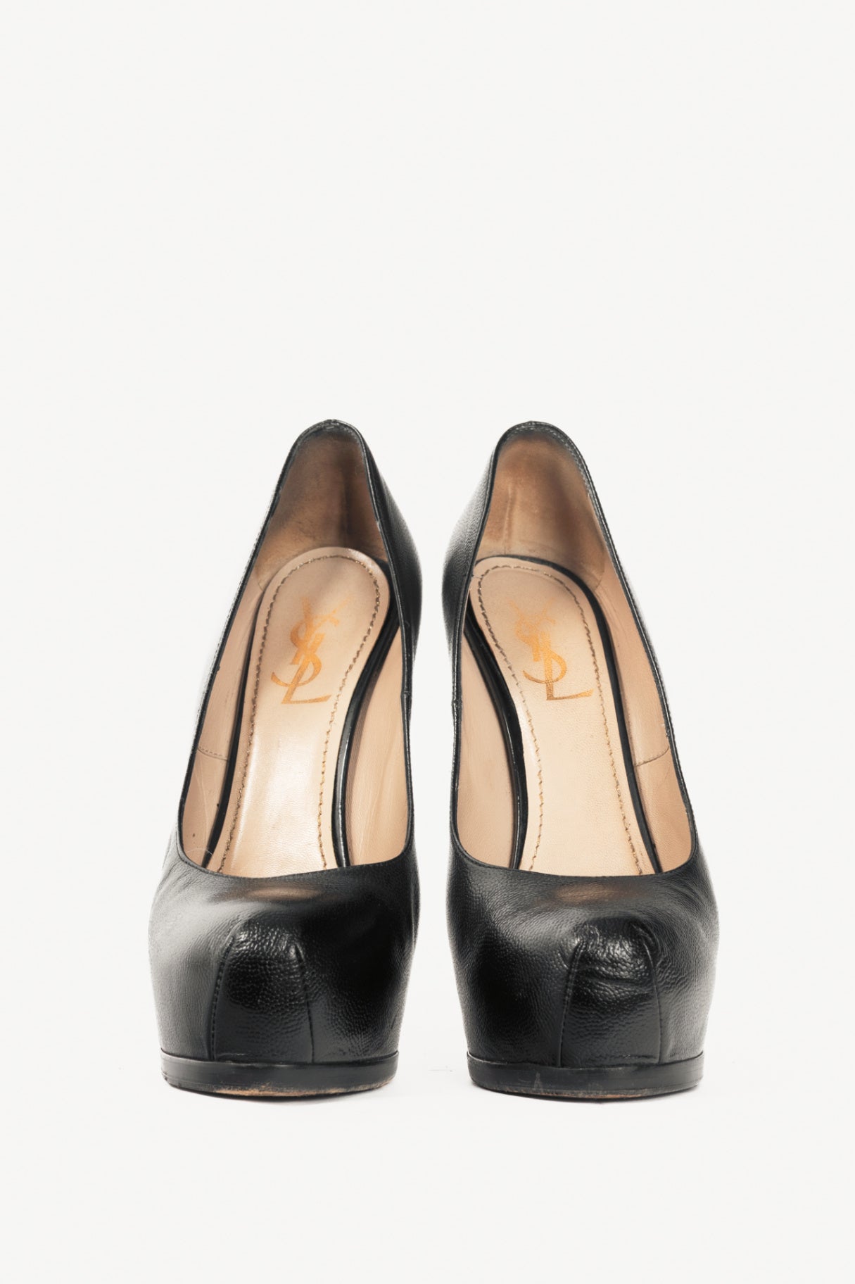 Yves Saint Laurent Tribute Black Leather Platform Pumps