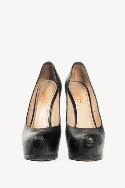 Yves Saint Laurent Tribute Black Leather Platform Pumps