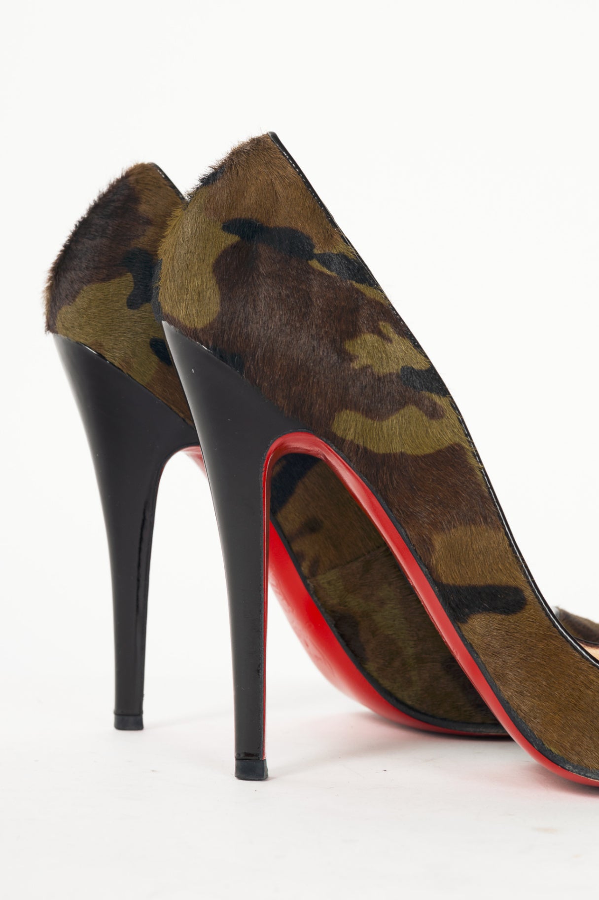 Christian Louboutin Pigalle Green Pony Camouflage Pointed-Toe Pumps
