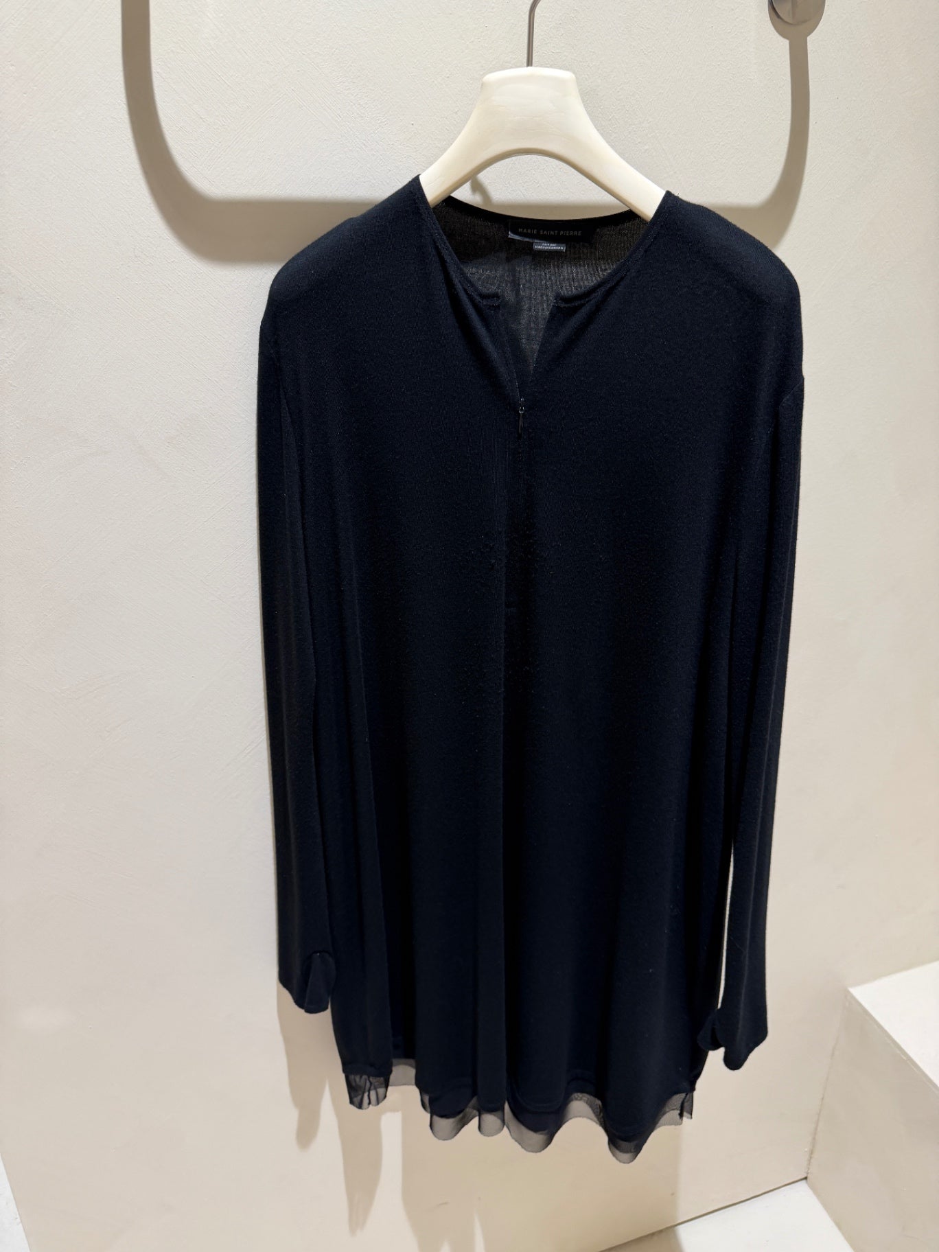 Marie Saint Pierre Black Zip Front Long Sleeve Sweater Knit Tunic