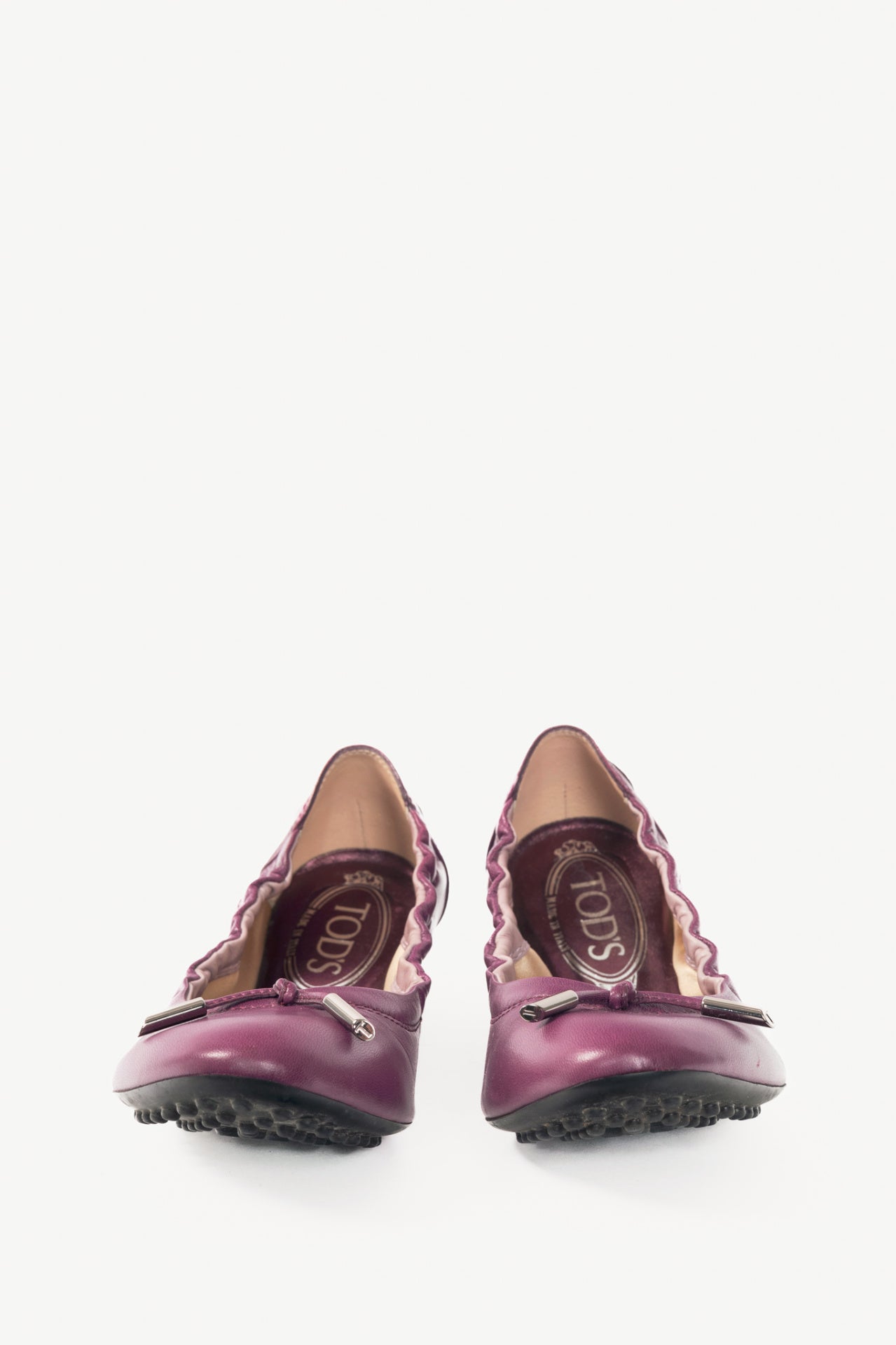 Tod's Purple Leather Bow Gommino Ballet Flats