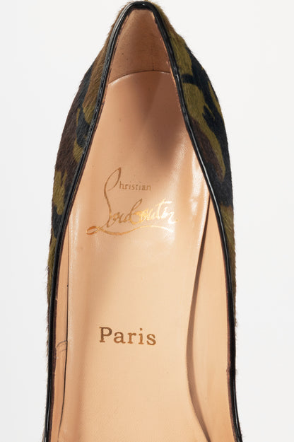 Christian Louboutin Pigalle Green Pony Camouflage Pointed-Toe Pumps