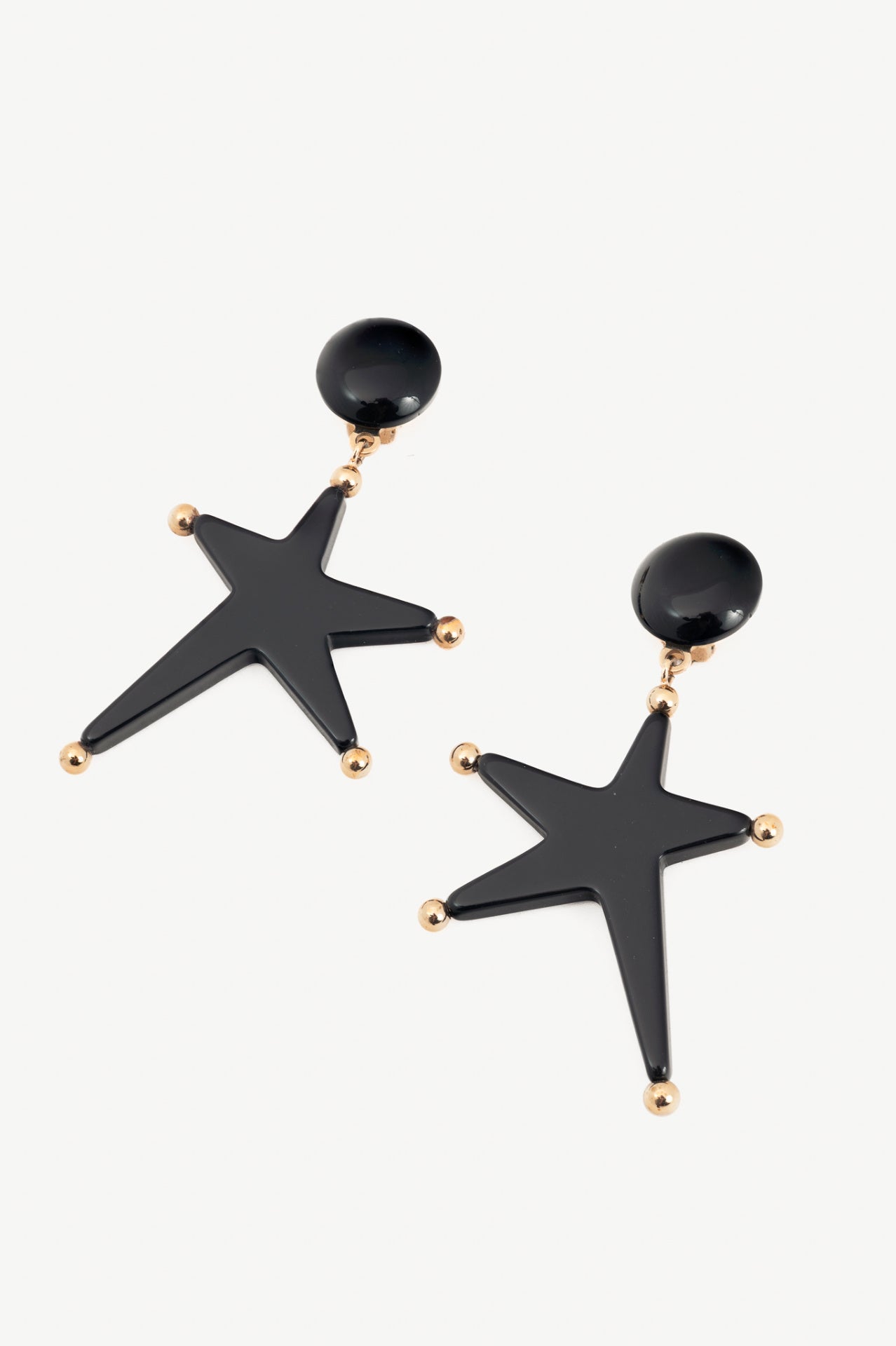 Marni Black Resin Star Drop Clip-On Earrings