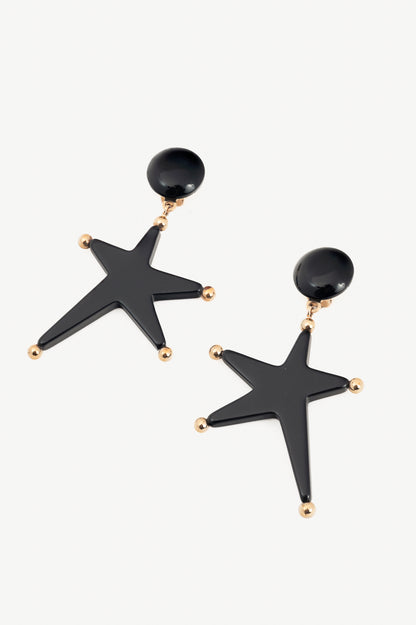 Marni Black Resin Star Drop Clip-On Earrings