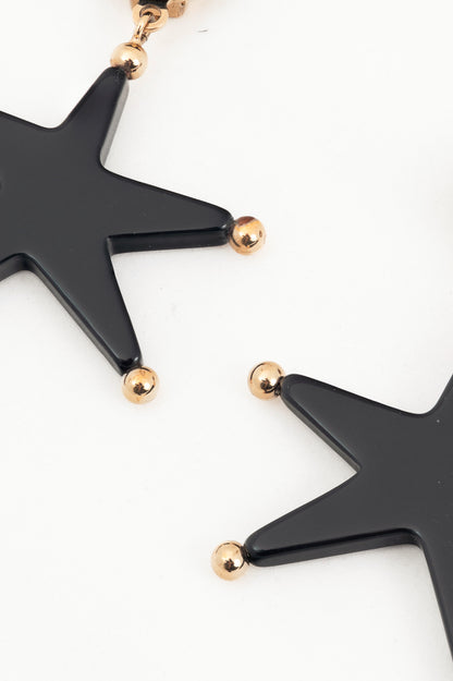 Marni Black Resin Star Drop Clip-On Earrings