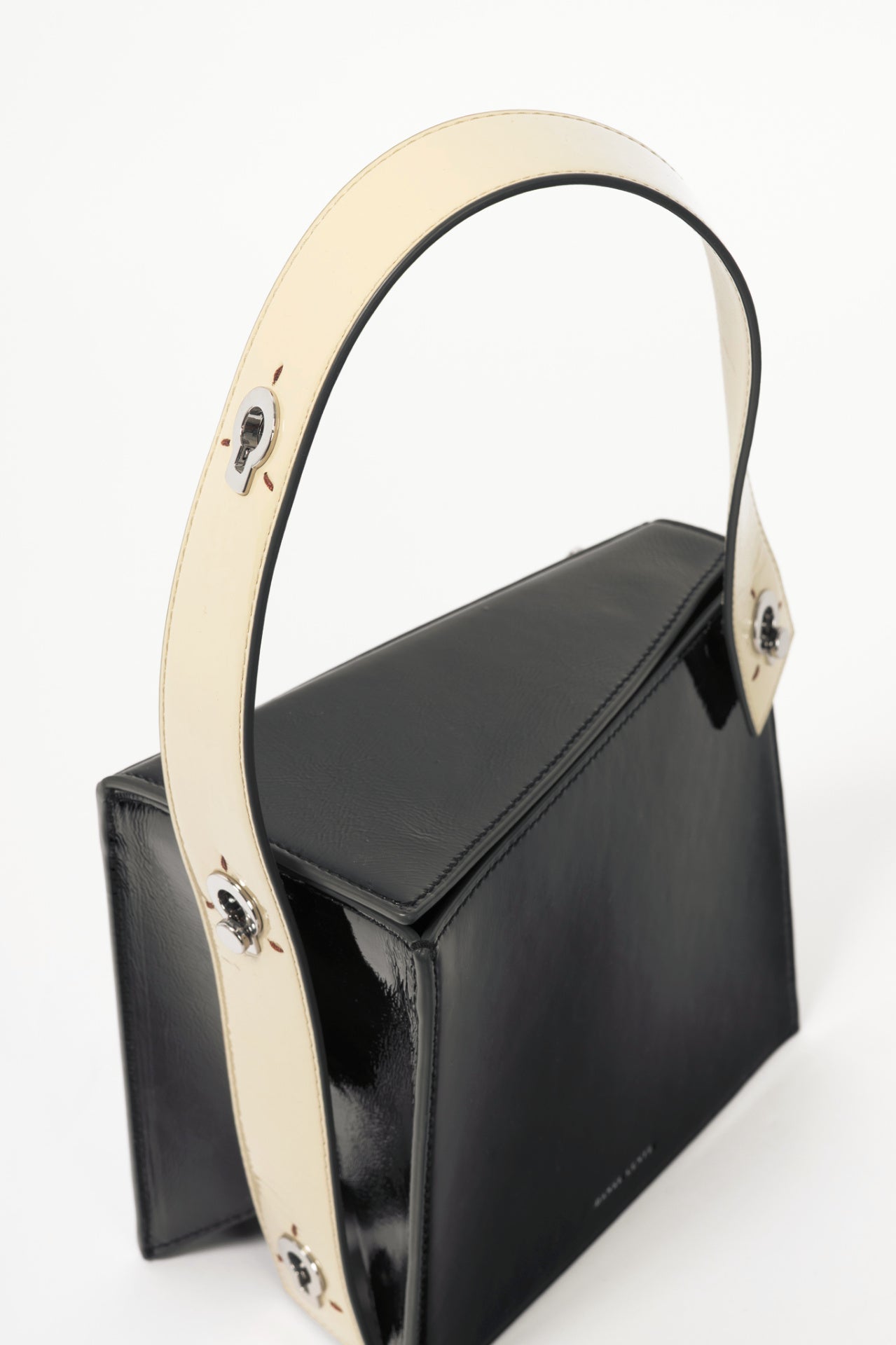 Danse Lente Zoe Black & Buttercream Geometric Leather Shoulder Bag