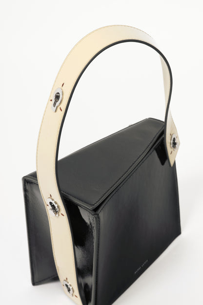 Danse Lente Zoe Black & Buttercream Geometric Leather Shoulder Bag