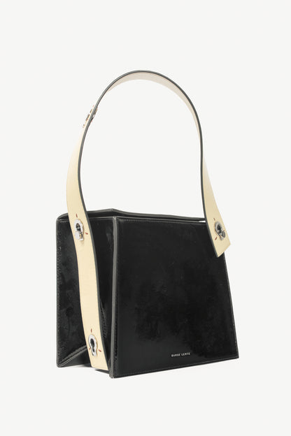 Danse Lente Zoe Black & Buttercream Geometric Leather Shoulder Bag