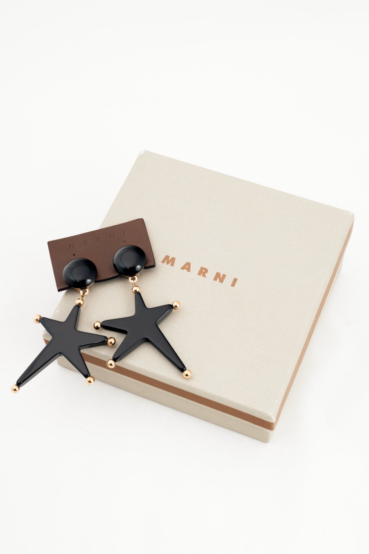 Marni Black Resin Star Drop Clip-On Earrings