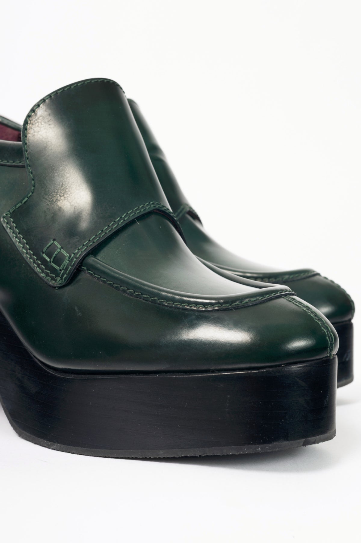 Dries Van Noten "Bottle" Leather Platform Loafers
