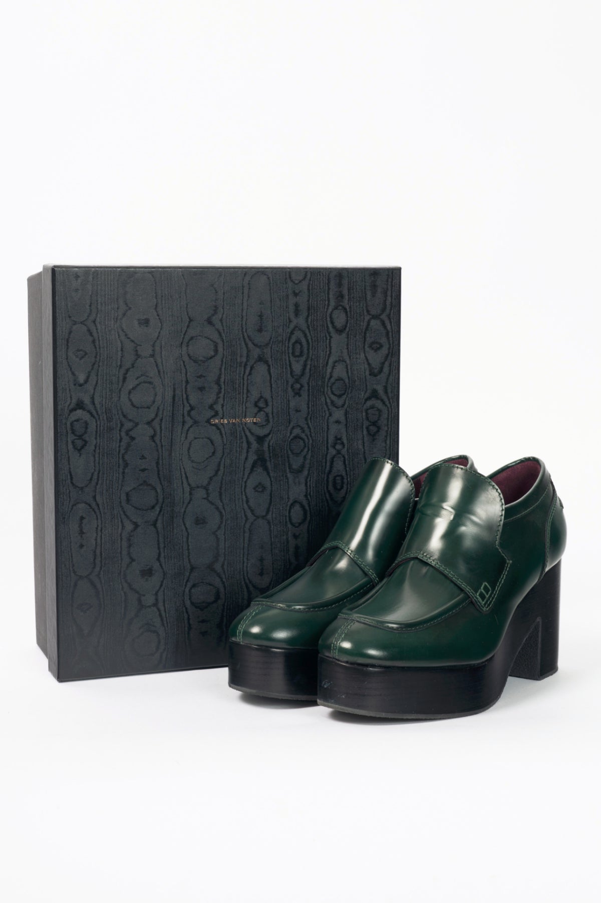Dries Van Noten "Bottle" Leather Platform Loafers