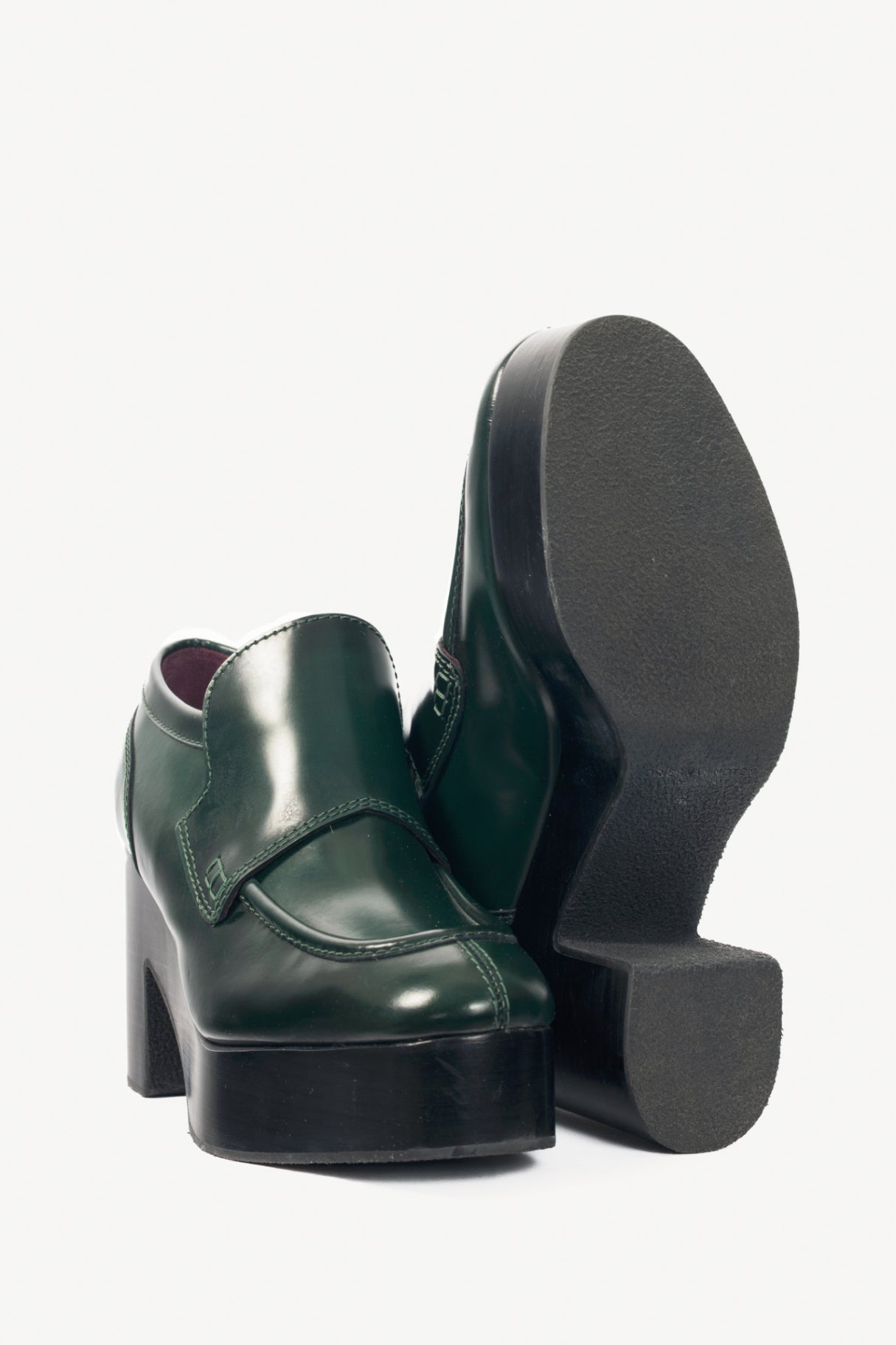Dries Van Noten "Bottle" Leather Platform Loafers
