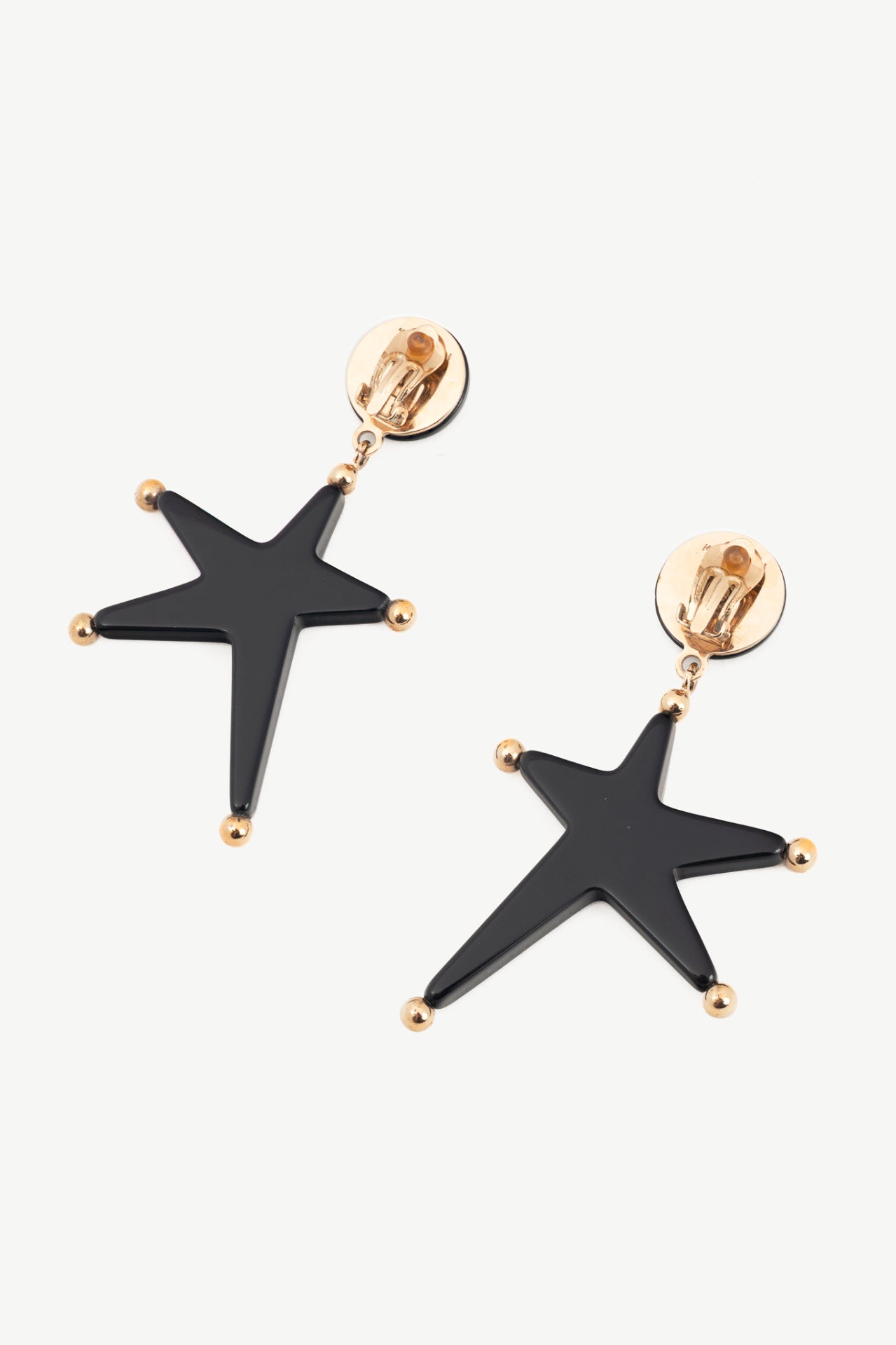 Marni Black Resin Star Drop Clip-On Earrings
