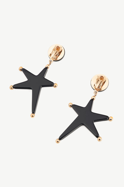 Marni Black Resin Star Drop Clip-On Earrings