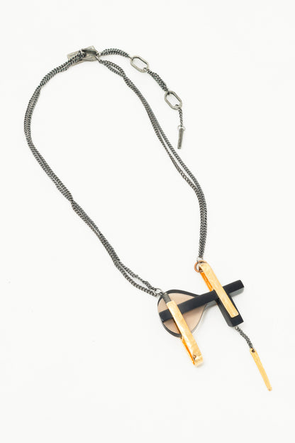 Anne-Marie Chagnon Silver-Tone Art Deco Chain Necklace