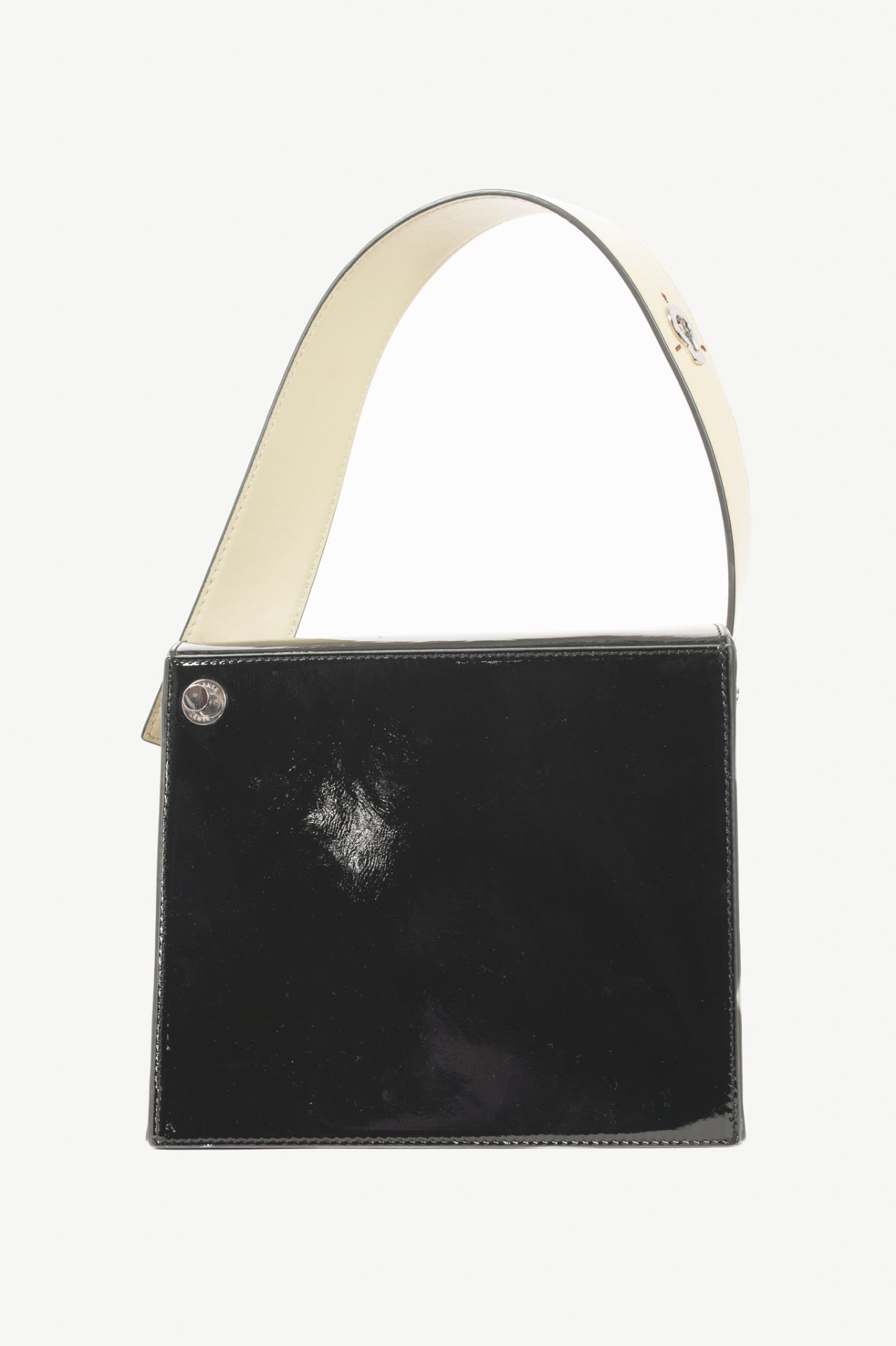 Danse Lente Zoe Black & Buttercream Geometric Leather Shoulder Bag