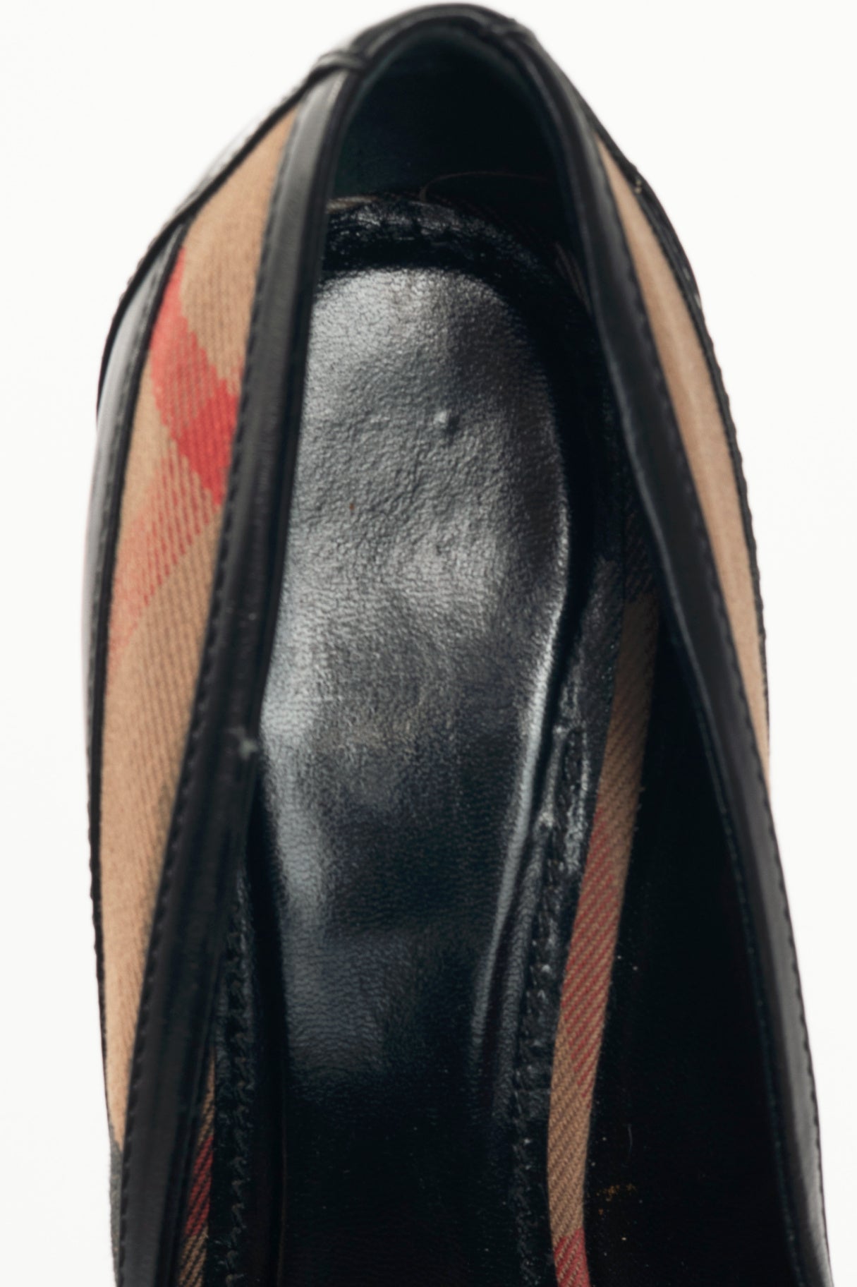 Burberry Check Canvas & Leather-Trim Buckle Pumps