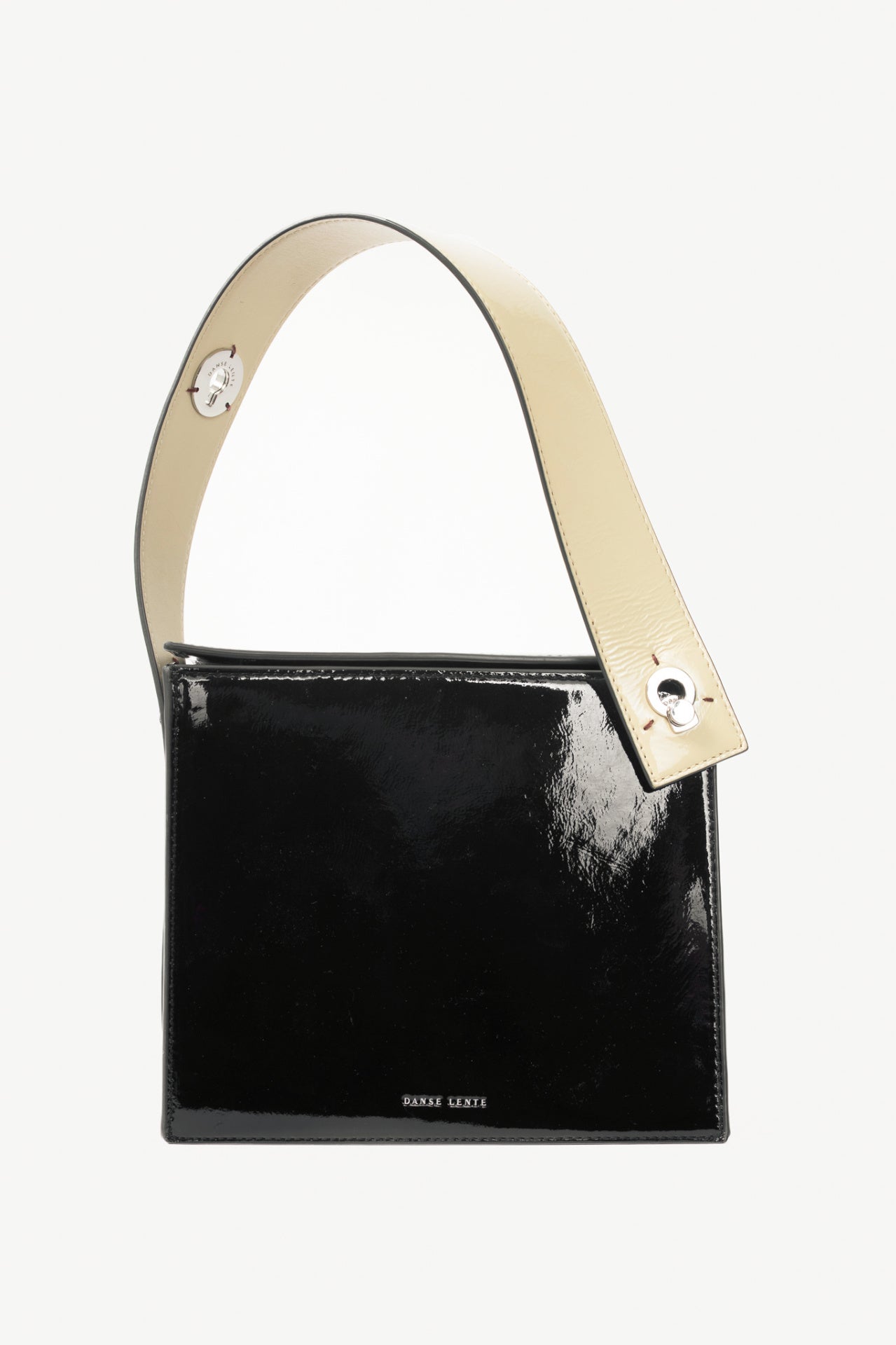 Danse Lente Zoe Black & Buttercream Geometric Leather Shoulder Bag