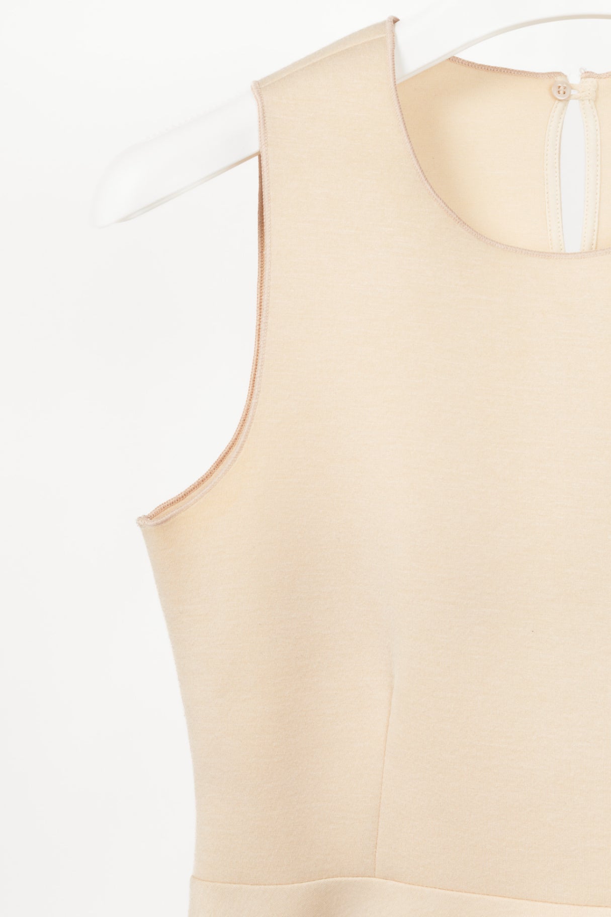 Dorothee Schumacher Beige Neoprene Mesh-Trim Peplum Tank