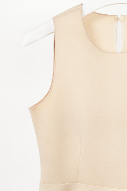 Dorothee Schumacher Beige Neoprene Mesh-Trim Peplum Tank