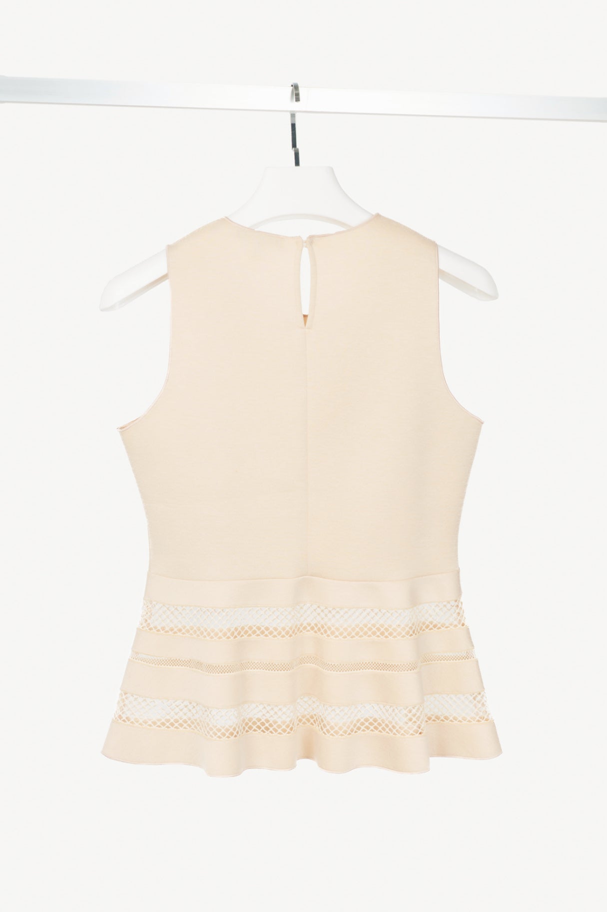 Dorothee Schumacher Beige Neoprene Mesh-Trim Peplum Tank