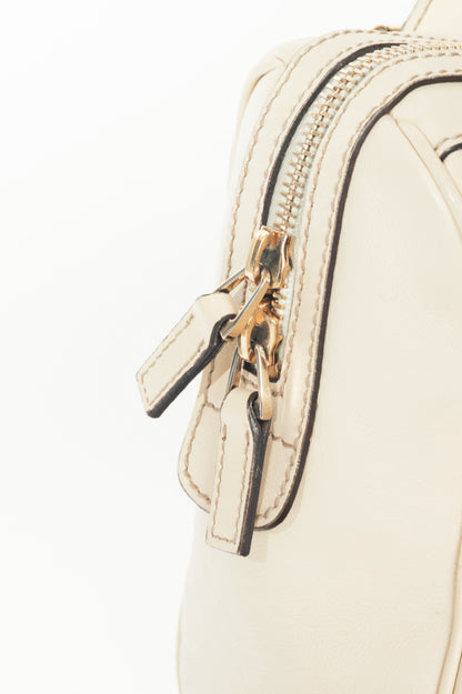 Gucci Boston Britt Small White Leather GG Handbag