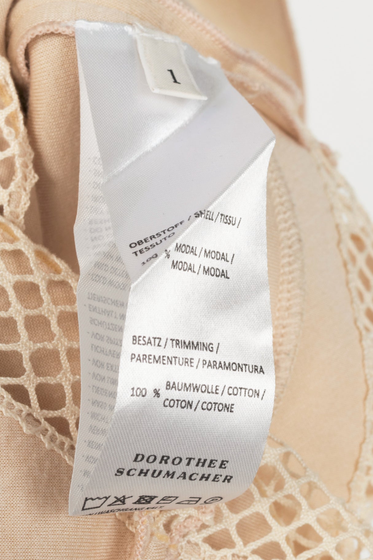 Dorothee Schumacher Beige Neoprene Mesh-Trim Peplum Tank
